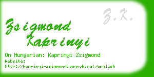 zsigmond kaprinyi business card